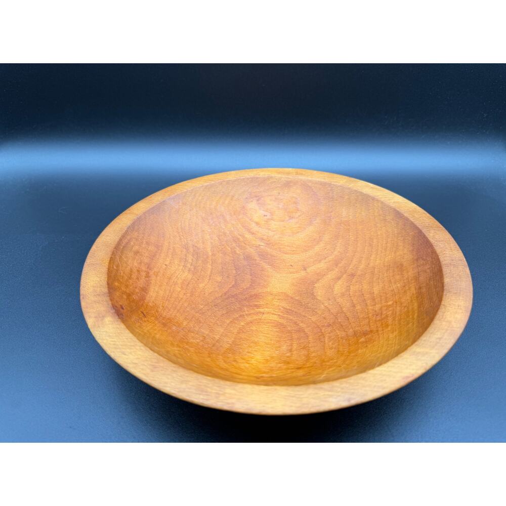 Vintage Wooden Serving Bowl 9” Round Salad Bowl Farmhouse Wood Dish